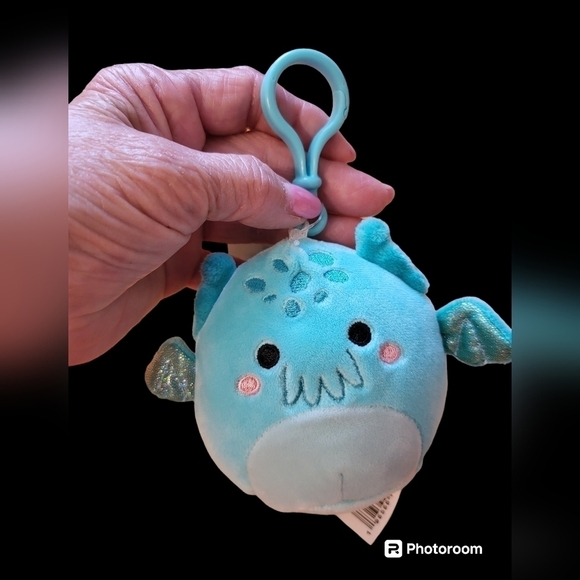 NWT Squishmallows Theotto the Teal Cthuulhu 3" Clip On plush - Picture 12 of 12